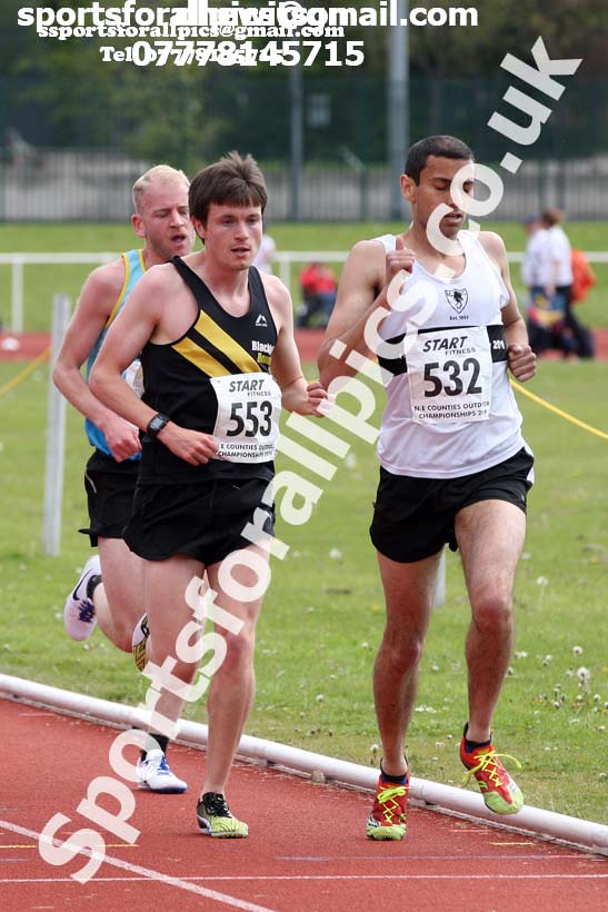 Senior mens 5000 metres, 2019 North Eastern Track and Field Champs., Middlesbrough. Photo:  David T. Hewitson/Sports for All Pics